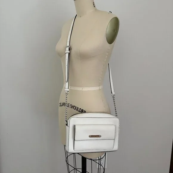 MICHAEL KORS MK GEORGIA MEDIUM MESSENGER CROSSBODY LEATHER BAG OFF WHITE - Picture 1 of 14
